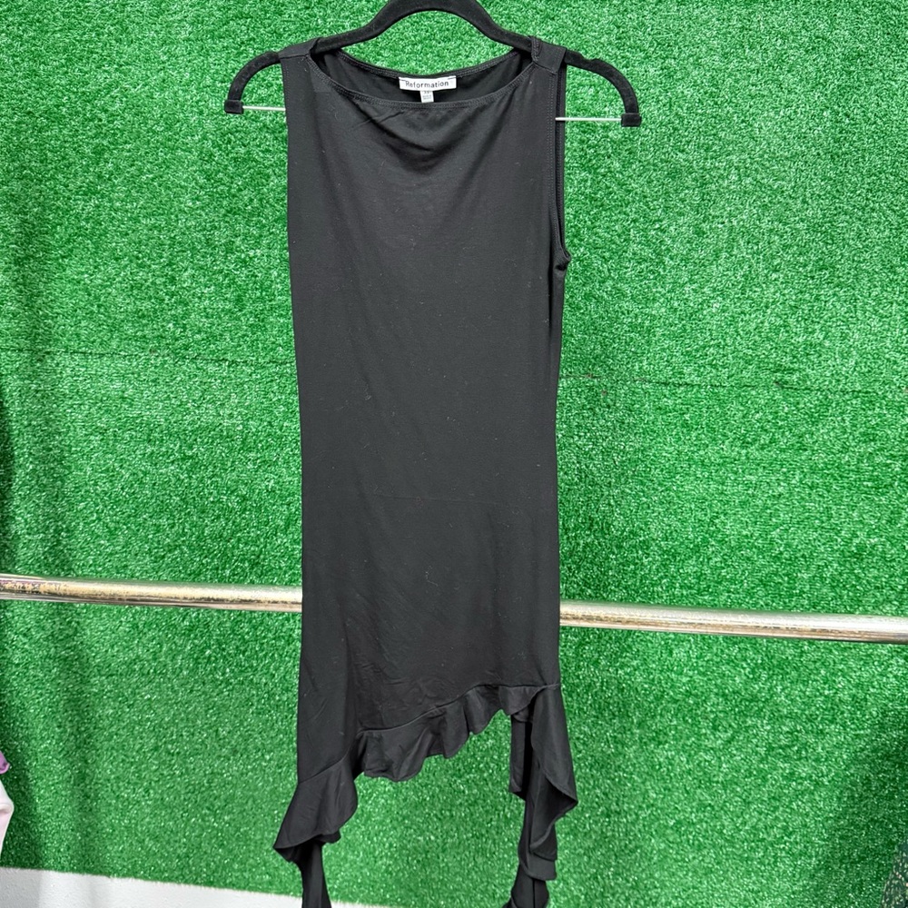Reformation Black Asymmetrical Dress
